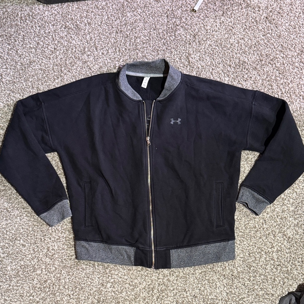 Under Armour Men's or women’s Dark Bomber Jacket with Gray Trim